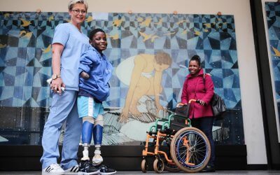 Mother weeps with joy as 10-year-old takes his first steps